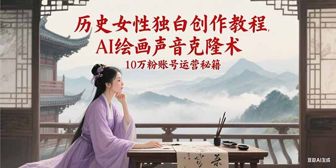 （15186期）历史女性独白创作教程，AI绘画声音克隆术，10万粉账号运营秘籍|无忧资源社