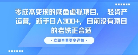 零成本变现的咸鱼虚拟项目， 轻资产运营，新手日入3张+，目前没有项目的老铁正合适|无忧资源社