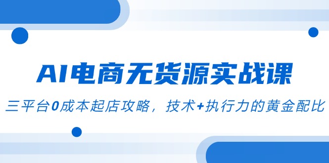 （14982期）AI电商无货源实战课，三平台0成本起店攻略，技术+执行力的黄金配比|无忧资源社