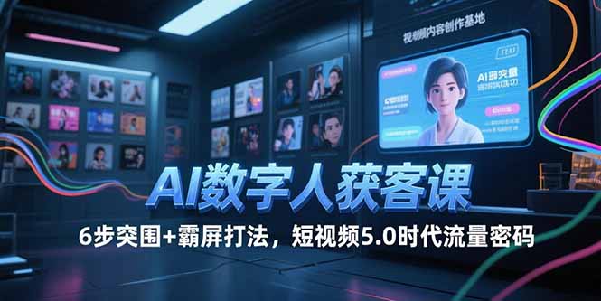（15247期）AI数字人获客课，6步突围+霸屏打法，短视频5.0时代流量密码|无忧资源社