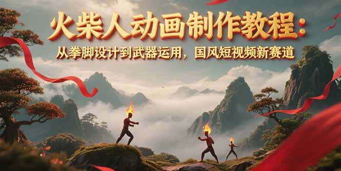 （15171期）火柴人动画制作教程：从拳脚设计到武器运用，国风短视频新赛道|无忧资源社