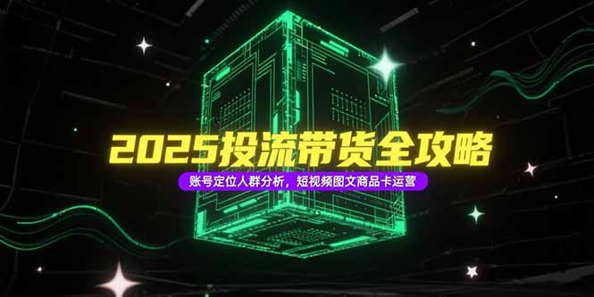 （15233期）2025投流带货全攻略，账号定位人群分析，短视频图文商品卡运营|无忧资源社