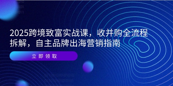 （14975期）2025跨境致富实战课，收并购全流程拆解，自主品牌出海营销指南|无忧资源社