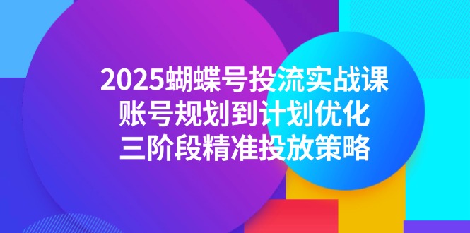 （14987期）2025蝴蝶号投流实战课，账号规划到计划优化，三阶段精准投放策略|无忧资源社