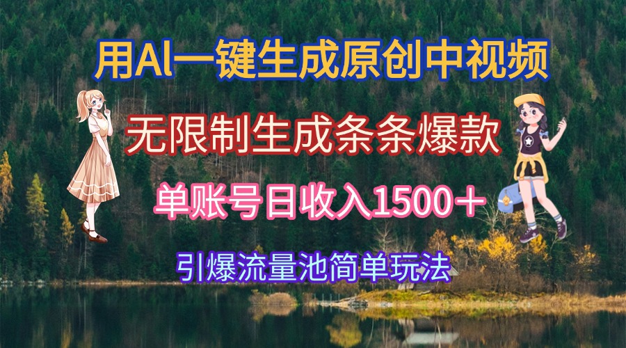 （15210期）用Al一键生成原创中视频，无限制生成条条爆款，单账号日收入1500＋引爆…|无忧资源社