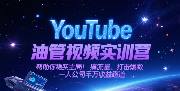 YouTube油管视频实训营，帮助你稳入局、搞流量、打爆款，一人公司千万收益赛道|无忧资源社