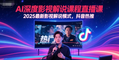 AI深度影视解说课程直播课，2025最新影视解说模式，抖音热推|无忧资源社