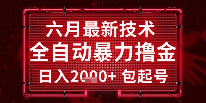 六月最新技术全自动暴力撸金，稳定日入2k+包起号，长期稳定【揭秘】|无忧资源社