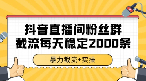 抖音直播间粉丝群暴力截流，一台电脑每天稳定2000条数据【揭秘】|无忧资源社