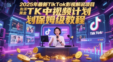 2025年最新TikTok影视解说项目，新手也能挣美金，TK中视频计划保姆级教程|无忧资源社