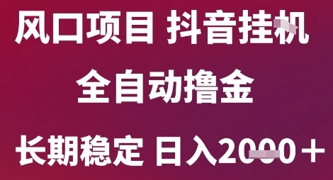 风口项目，六月最新玩法抖音无人挂G，全自动撸金，长期稳定 日入2k+【揭秘】|无忧资源社