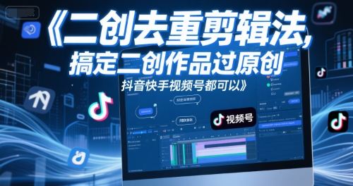 短视频二创去重剪辑法，搞定二创作品过原创，抖音快手视频号都可以|无忧资源社