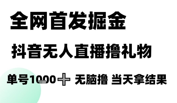 全网首发掘金抖音无人直播撸礼物，单号1k +无脑撸，当天拿结果【揭秘】|无忧资源社