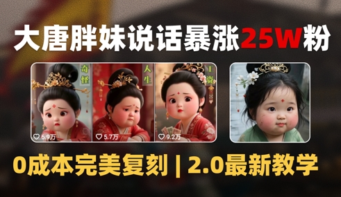 AI大唐胖贵妃说话2.0，40条视频暴涨40w粉，附独家变现攻略|无忧资源社