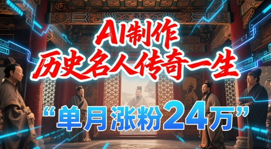 暴力起号！用AI制作历史名人传奇一生，单月涨粉24W，涨粉+变现赛道黑马来了|无忧资源社