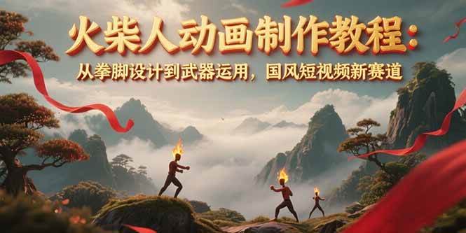 火柴人动画制作教程：从拳脚设计到武器运用，国风短视频新赛道|无忧资源社