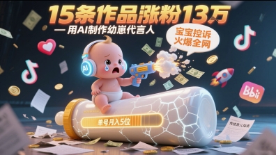 用AI制作幼崽代言人，宝宝的控诉火爆全网，15条作品涨粉13W，单号月入5位数实操教程|无忧资源社
