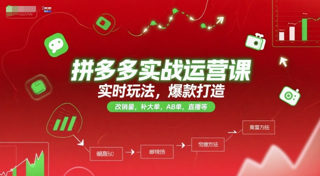 拼多多实战运营课，实时玩法，爆款打造，改销量，补大单，AB单，直播等（更新2025月）|无忧资源社
