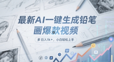 最新AI一键生成铅笔画爆款视频，多平台分发，日 入1k+，小白轻松上手【揭秘】|无忧资源社