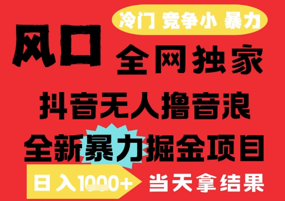 25年6月高爆抖音无人直播最新撸音浪掘金项目，解放双手小白可做，无脑日入1k+，门槛低【揭秘】|无忧资源社