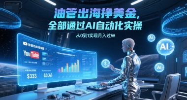 油管出海挣美金，全部通过AI自动化实操，从0到1实现月入过W|无忧资源社