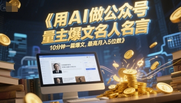 用AI做公众号流量主爆文名人名言，10分钟一篇爆文，最高月入5位数|无忧资源社