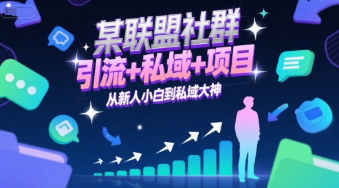 某联盟社群，引流+私域+项目，从新人小白到私域大神|无忧资源社