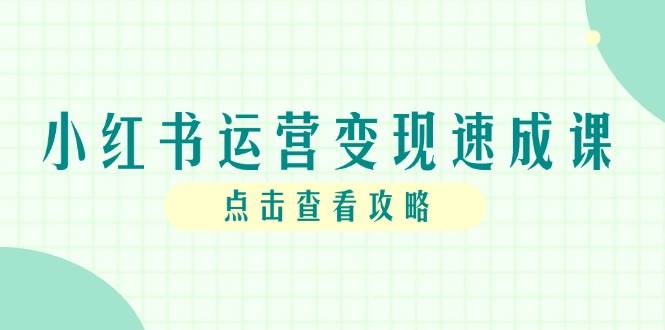 小红书运营变现速成课，账号搭建到暴力起号，个人IP全流程指南|无忧资源社