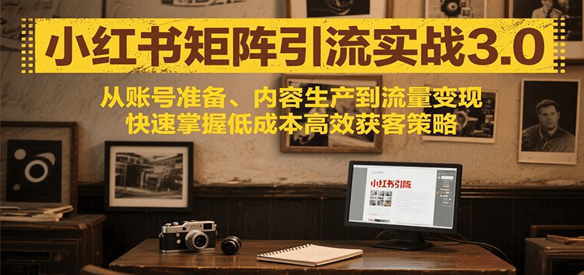 小红书矩阵引流3.0，从账号准备、内容生产到流量变现，快速掌握低成本高效获客策略|无忧资源社