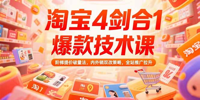 （15415期）淘宝4剑合1爆款技术课73期：阶梯提价破量法，内外销双改策略 全站推广拉升|无忧资源社
