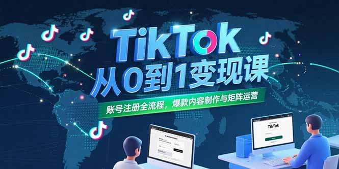 （15346期）TikTok从0到1变现课，账号注册全流程，爆款内容制作与矩阵运营|无忧资源社