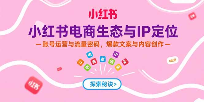 （15350期）小红书电商生态与IP定位，账号运营与流量密码，爆款文案与内容创作|无忧资源社