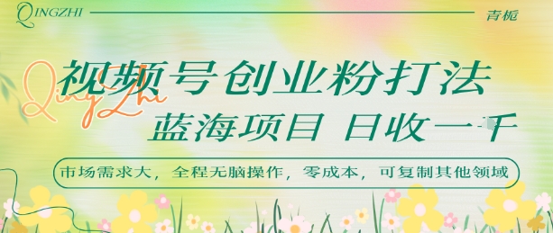 视频号创业粉打法，日入1k，蓝海项目，市场需求大，全程无脑操作，可复制|无忧资源社