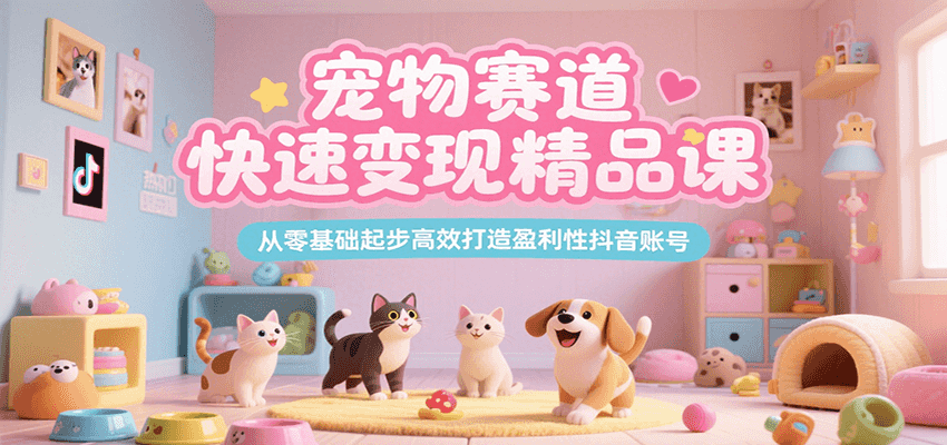 宠物赛道快速变现精品课，从零基础起步高效打造盈利性抖音账号|无忧资源社
