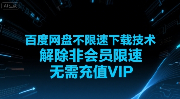 百度网盘不限速下载技术，解除非会员限速，无需充值VIP|无忧资源社
