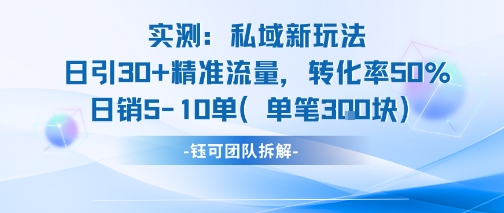 实测私域新玩法日引30加精准流量转化率50%日销5-10单每笔3张|无忧资源社