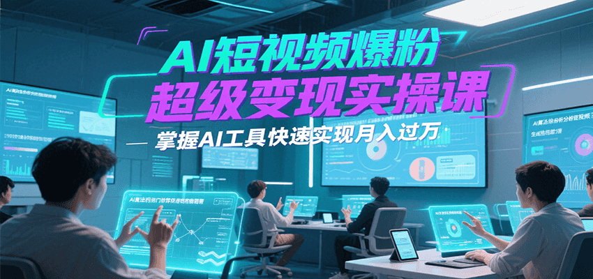 AI短视频爆粉超级变现实操课，掌握AI工具快速实现月入过万|无忧资源社