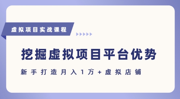抓住虚拟项目各平台优势，新手轻松月入1W+(给出具体建议)|无忧资源社