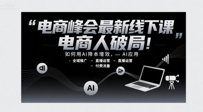 电商峰会最新线下课，电商人破局，如何用AI降本增效，AI应用-全域推广-直播运营-付费流量|无忧资源社
