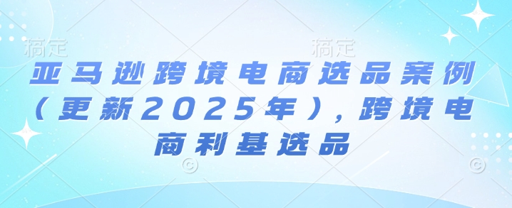 亚马逊跨境电商选品案例(更新2025年7月)，跨境电商利基选品|无忧资源社