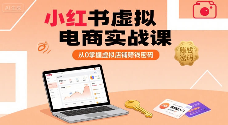 小红书虚拟电商实战课，从0掌握虚拟店铺賺钱密码|无忧资源社