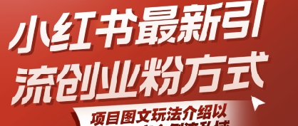 小红书最新引流创业粉方式，项目图文玩法介绍以及如何安全倒流私域|无忧资源社