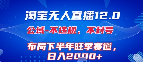 淘宝无人直播12.0，不封号，不违规，布局下半年旺季赛道，日入1k+(独家技术)【揭秘】|无忧资源社
