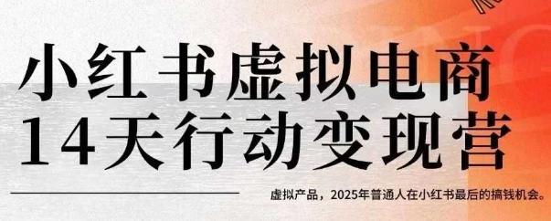 小红书虚拟电商14天变现训练营，虚拟产品，2025年普通人在小红书最后的搞钱机会|无忧资源社