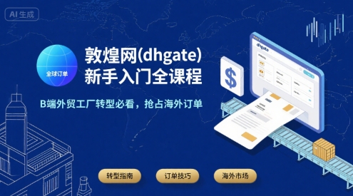 敦煌网(dhgate)新手入门全课程，B端外贸工厂转型必看，抢占海外订单|无忧资源社
