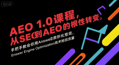 AEO 1.0 课程，从SEO到AE0的基命性转变，手把手教会你用AnswerEngineOptimization技术抢回流量|无忧资源社