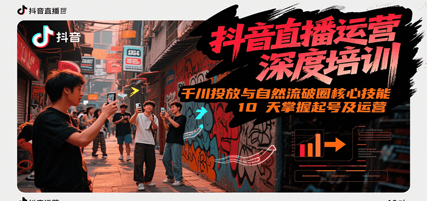 抖音直播运营深度培训，千川投放与自然流核心技能，10天掌握起号及运营(6-7月新课)|无忧资源社