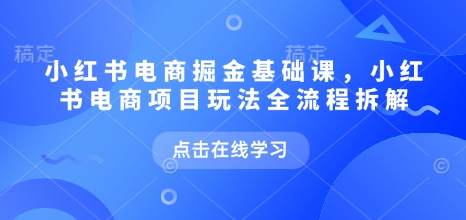 小红书电商掘金课，小红书电商项目玩法全流程拆解（更新7月）|无忧资源社