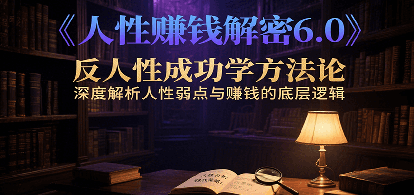 人性赚钱解密6.0，反人性成功学方法论，深度解析人性弱点与赚钱的底层逻辑|无忧资源社