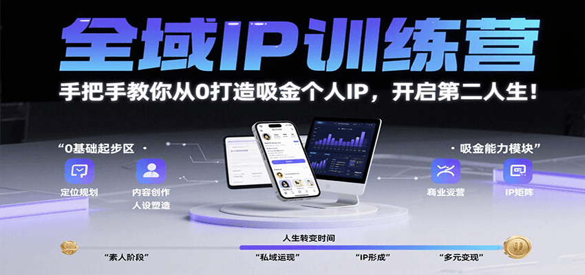 全域IP训练营，手把手教你从0打造吸金个人IP，开启第二人生！|无忧资源社